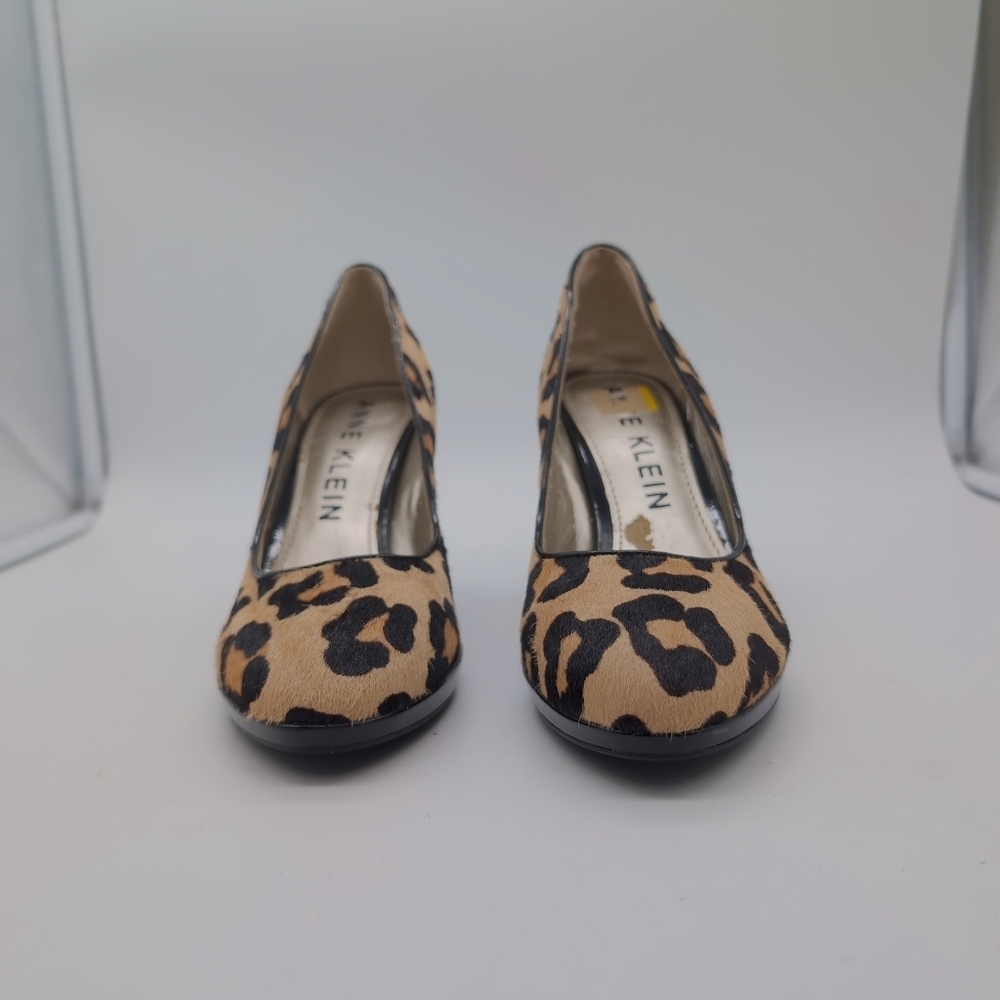 Anne Klein Lolana Leather Fur Leopard Print Heels Sz 8.5 - Picture 2 of 8